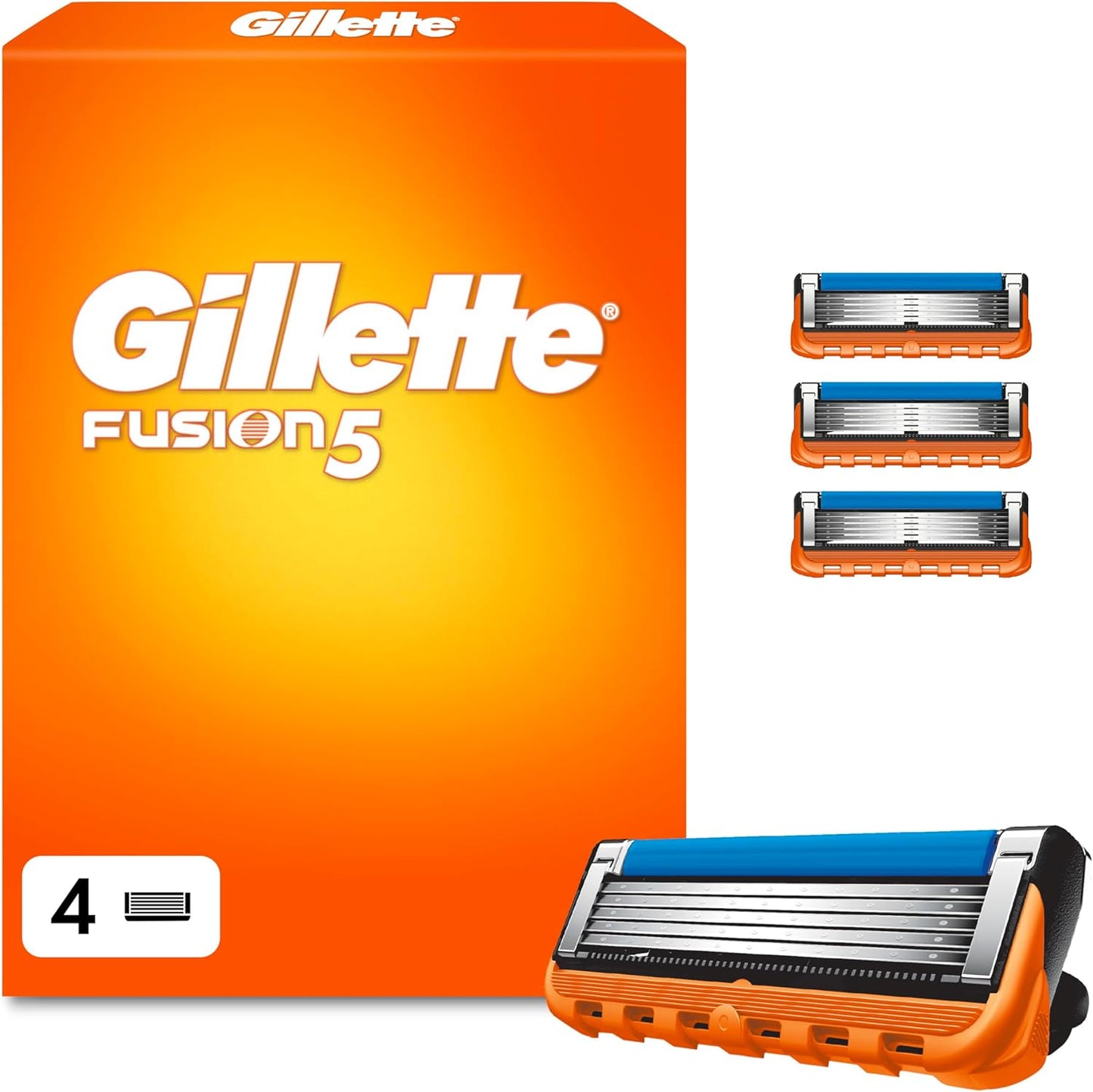Gillette Fusion 5 Rasierklingen, 4 Ersatzklingen für Nassrasierer Herren mit 5-fach Klinge